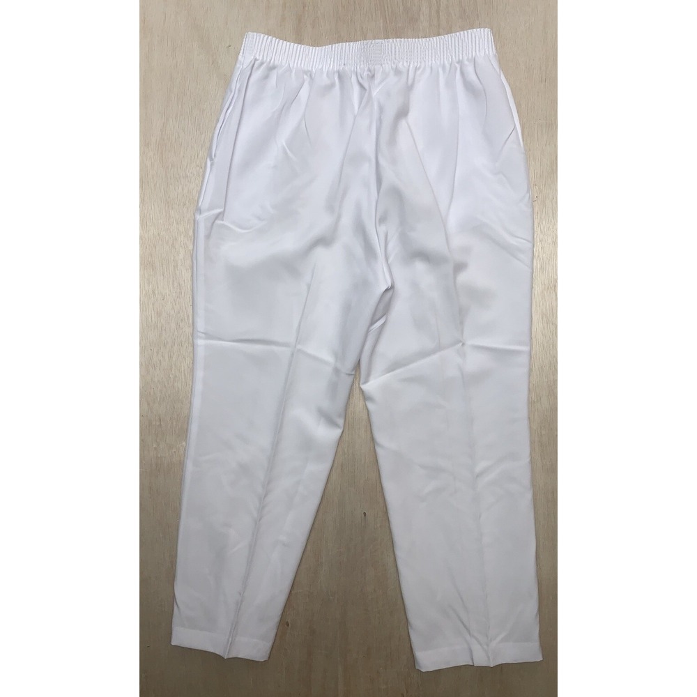 Allison Daley Pants Petite Women's 14P White Stretch Elastic Polyester 2-pockets